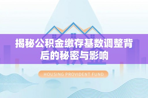唐河揭秘公积金缴存基数调整背后的秘密与影响